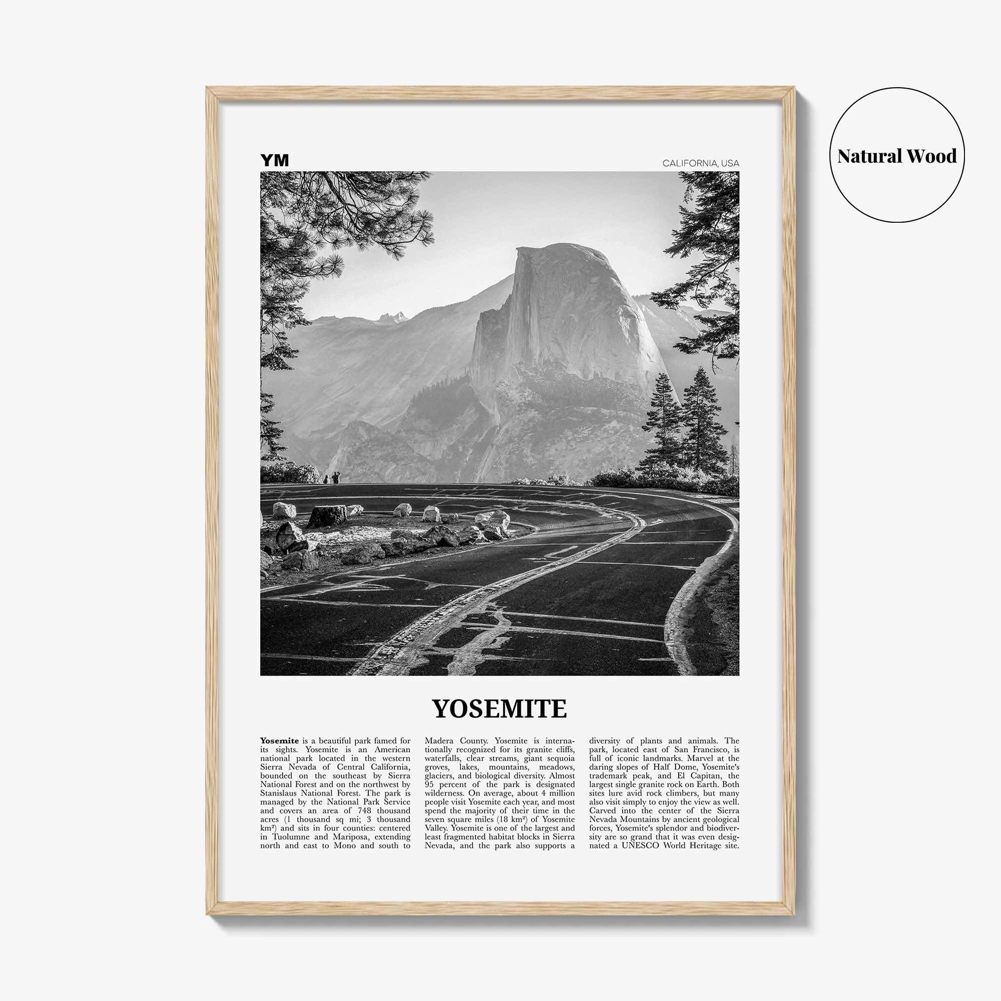 Yosemite National Park Print Black and White No 1, Yosemite Wall Art, Yosemite Poster, Yosemite Photo, California, USA, United States