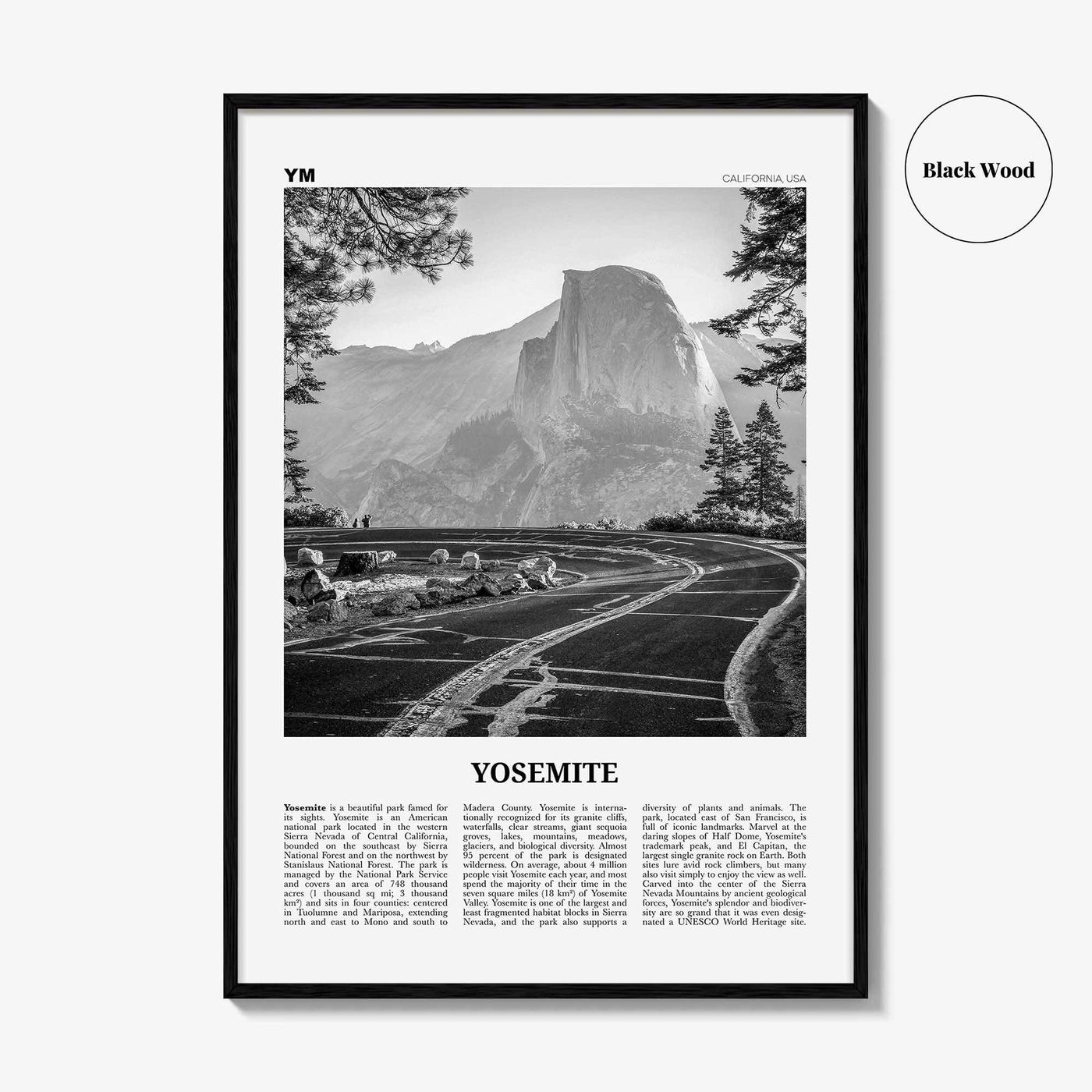 Yosemite National Park Print Black and White No 1, Yosemite Wall Art, Yosemite Poster, Yosemite Photo, California, USA, United States