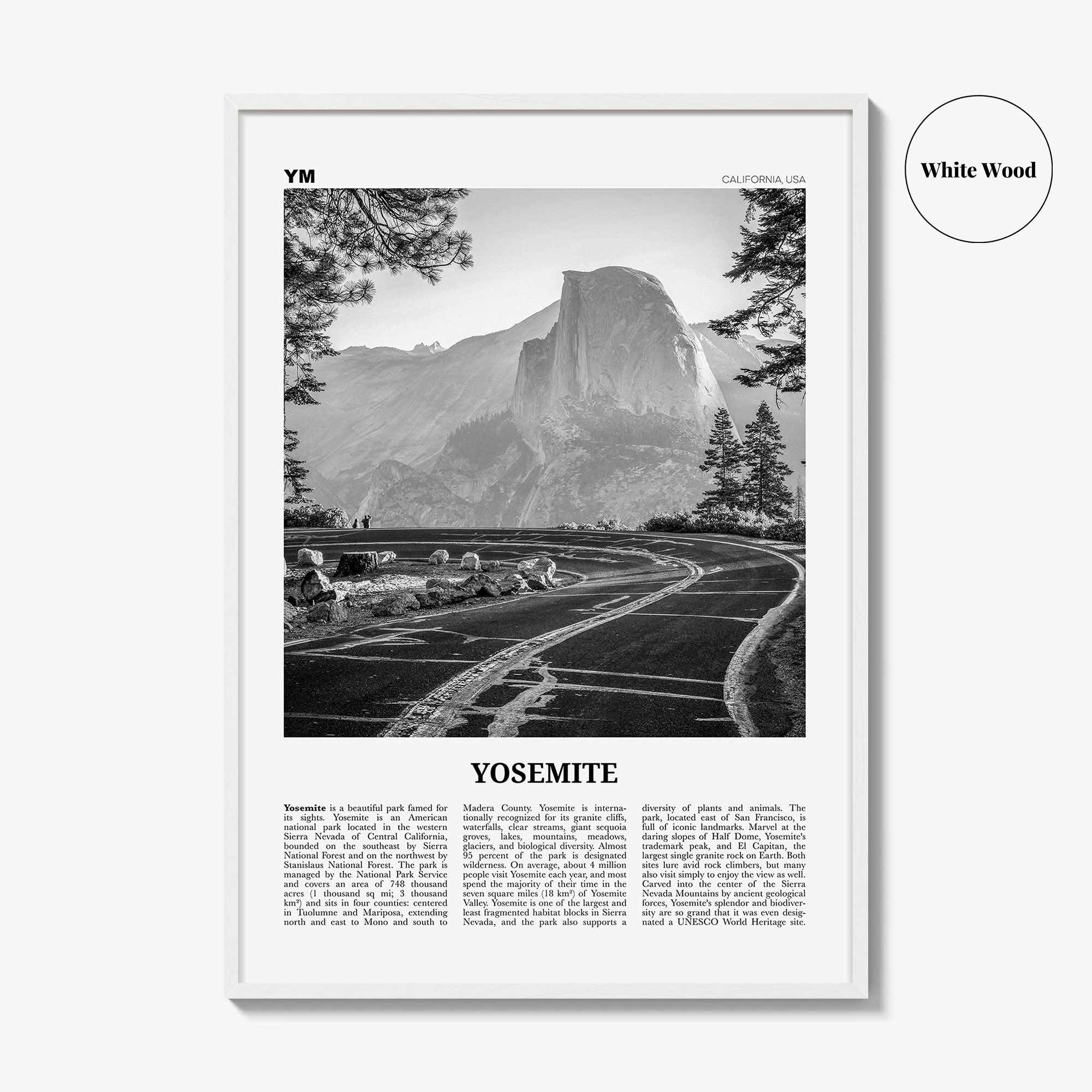 Yosemite National Park Print Black and White No 1, Yosemite Wall Art, Yosemite Poster, Yosemite Photo, California, USA, United States