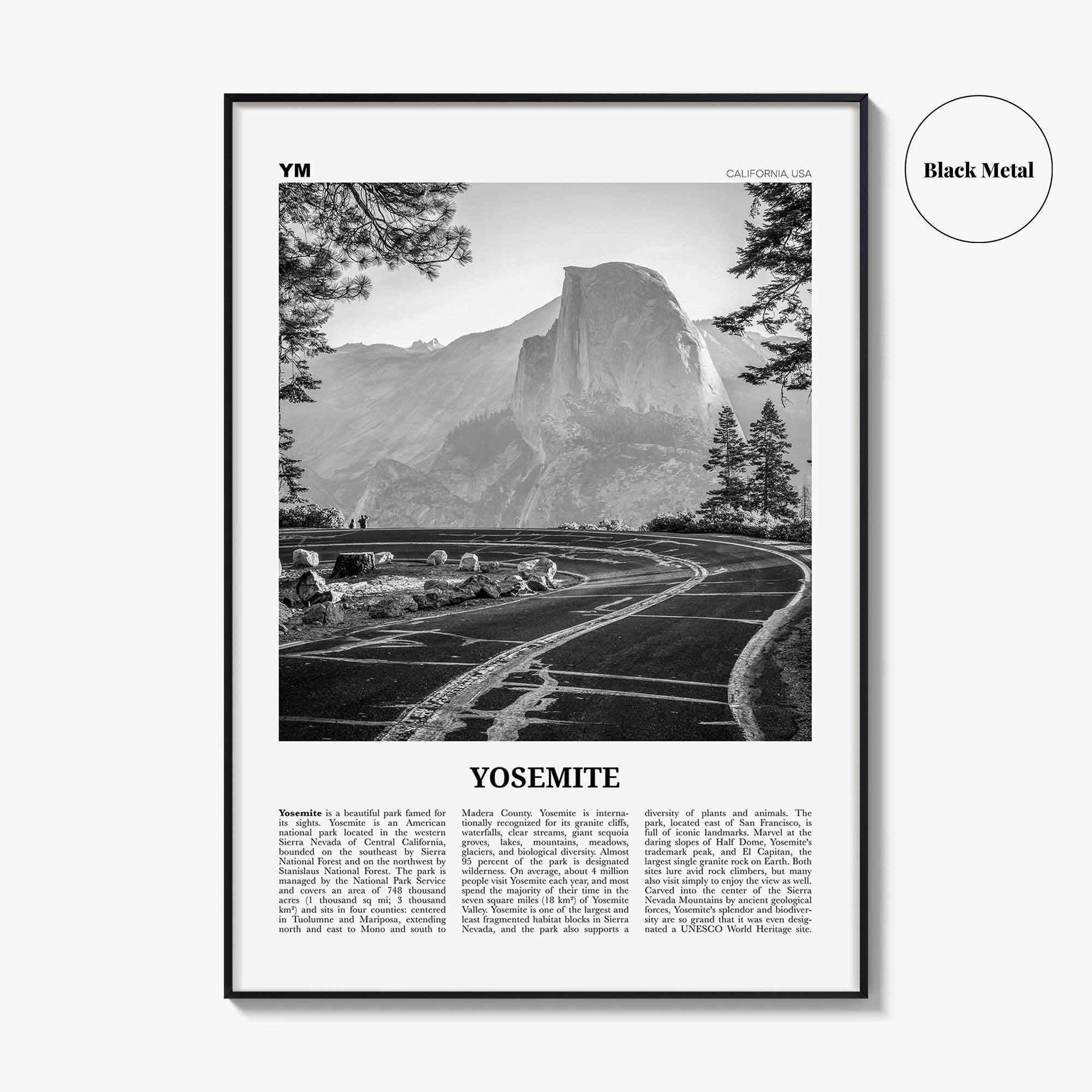 Yosemite National Park Print Black and White No 1, Yosemite Wall Art, Yosemite Poster, Yosemite Photo, California, USA, United States