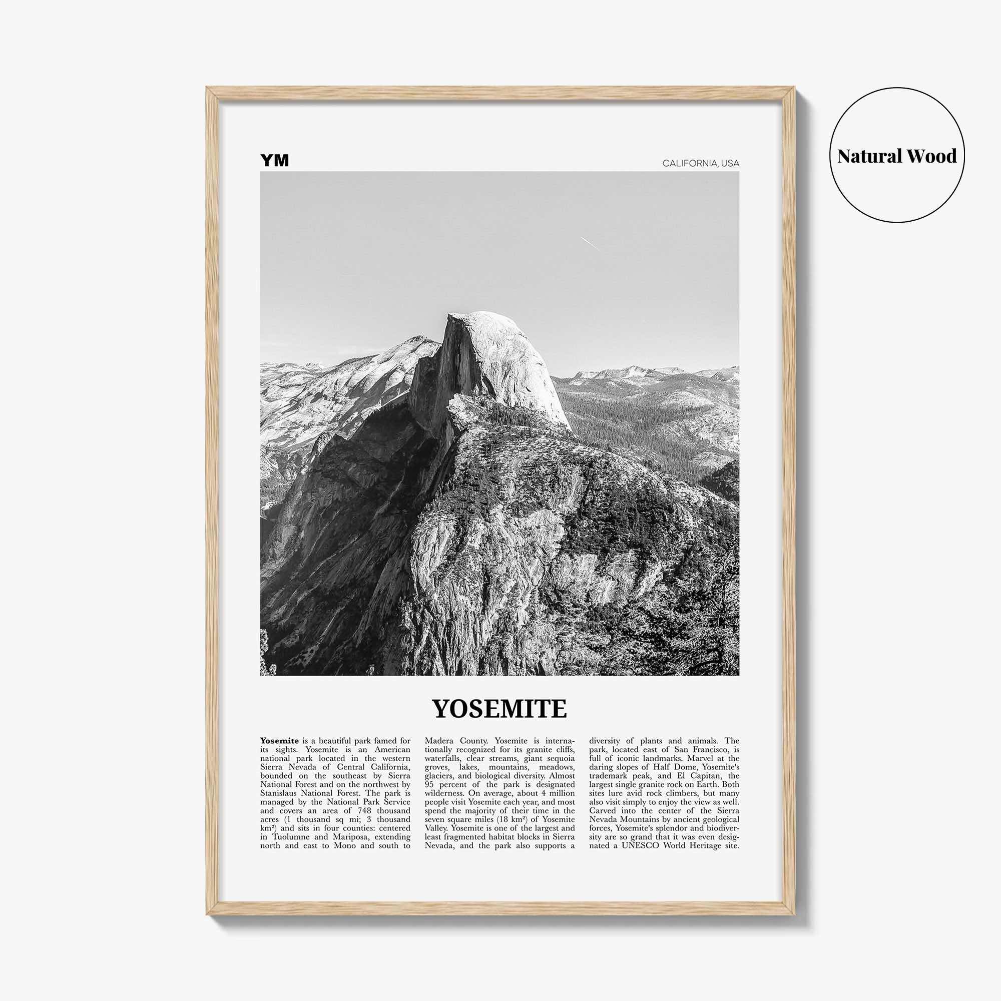 Yosemite National Park Print Black and White No 2, Yosemite Wall Art, Yosemite Poster, Yosemite Photo, California, USA, United States