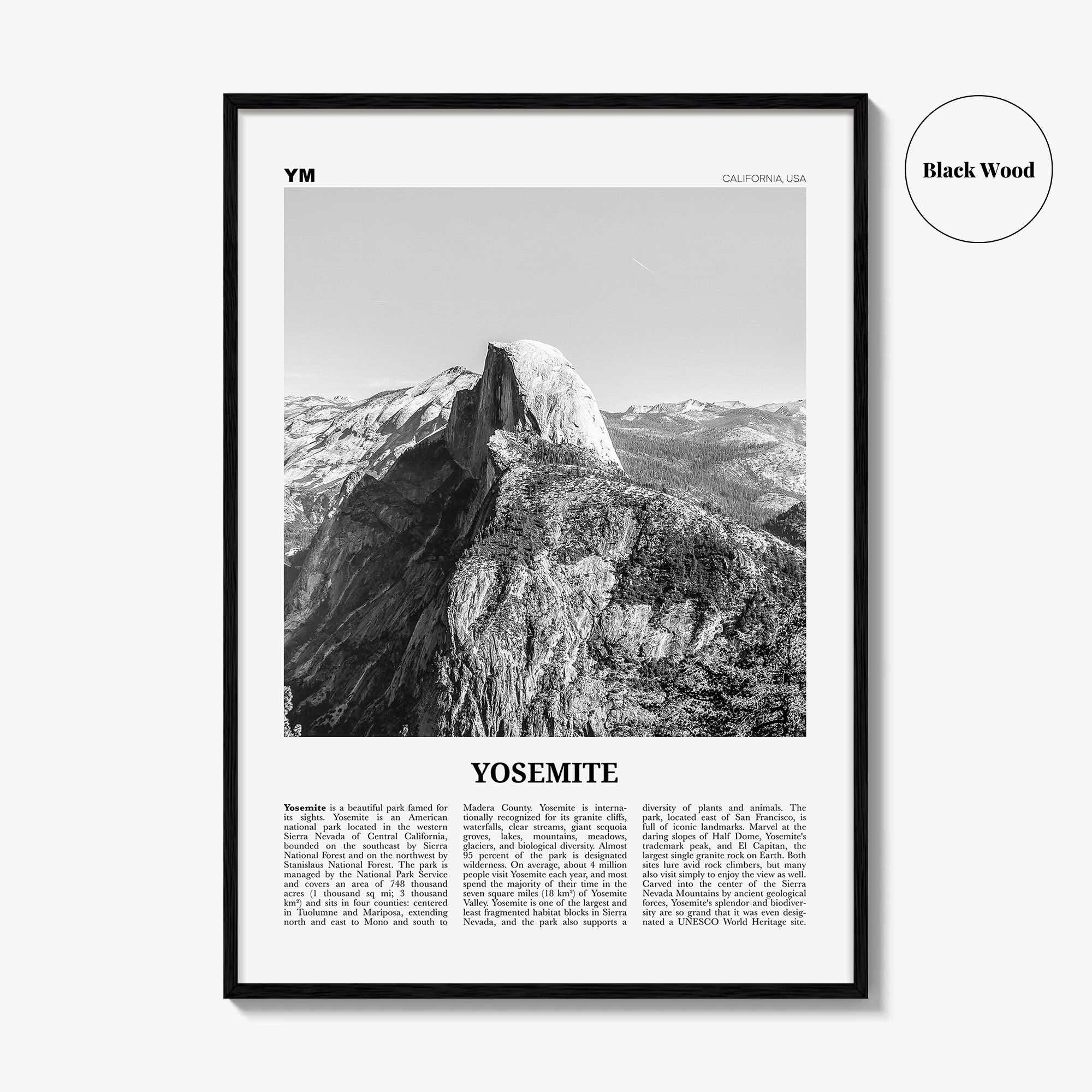 Yosemite National Park Print Black and White No 2, Yosemite Wall Art, Yosemite Poster, Yosemite Photo, California, USA, United States