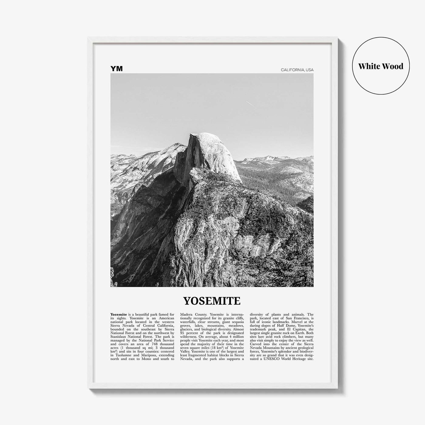 Yosemite National Park Print Black and White No 2, Yosemite Wall Art, Yosemite Poster, Yosemite Photo, California, USA, United States