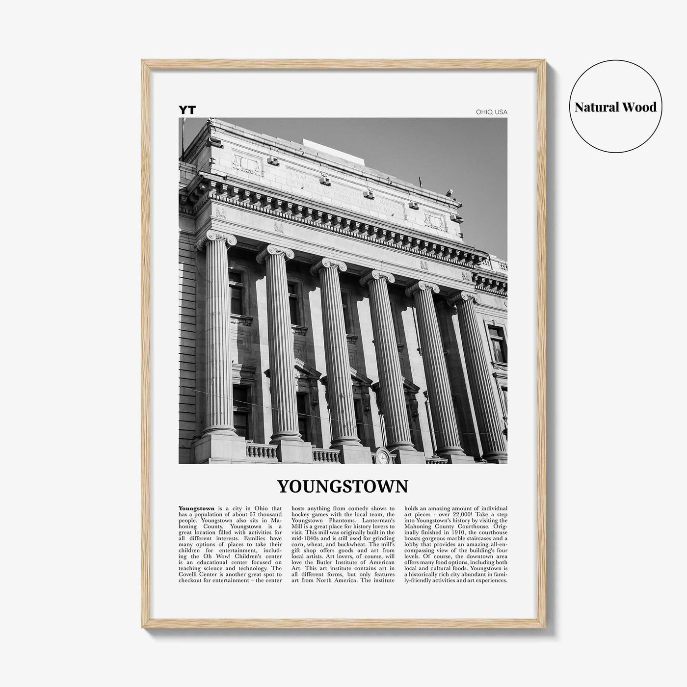 Youngstown Print Black and White, Youngstown Wall Art, Youngstown Poster, Youngstown Photo, Youngstown Wall Décor, Ohio, USA, United States