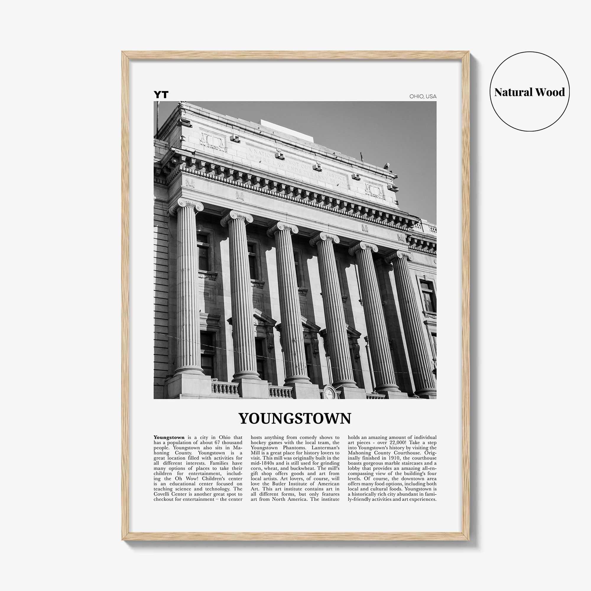 Youngstown Print Black and White, Youngstown Wall Art, Youngstown Poster, Youngstown Photo, Youngstown Wall Décor, Ohio, USA, United States