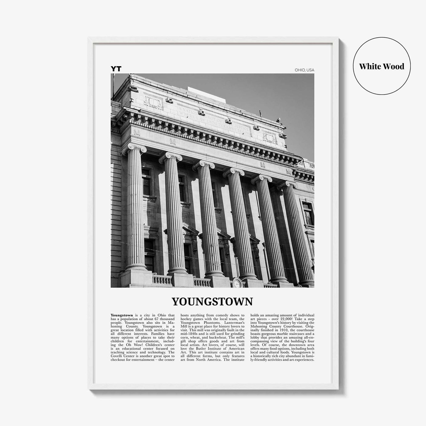 Youngstown Print Black and White, Youngstown Wall Art, Youngstown Poster, Youngstown Photo, Youngstown Wall Décor, Ohio, USA, United States