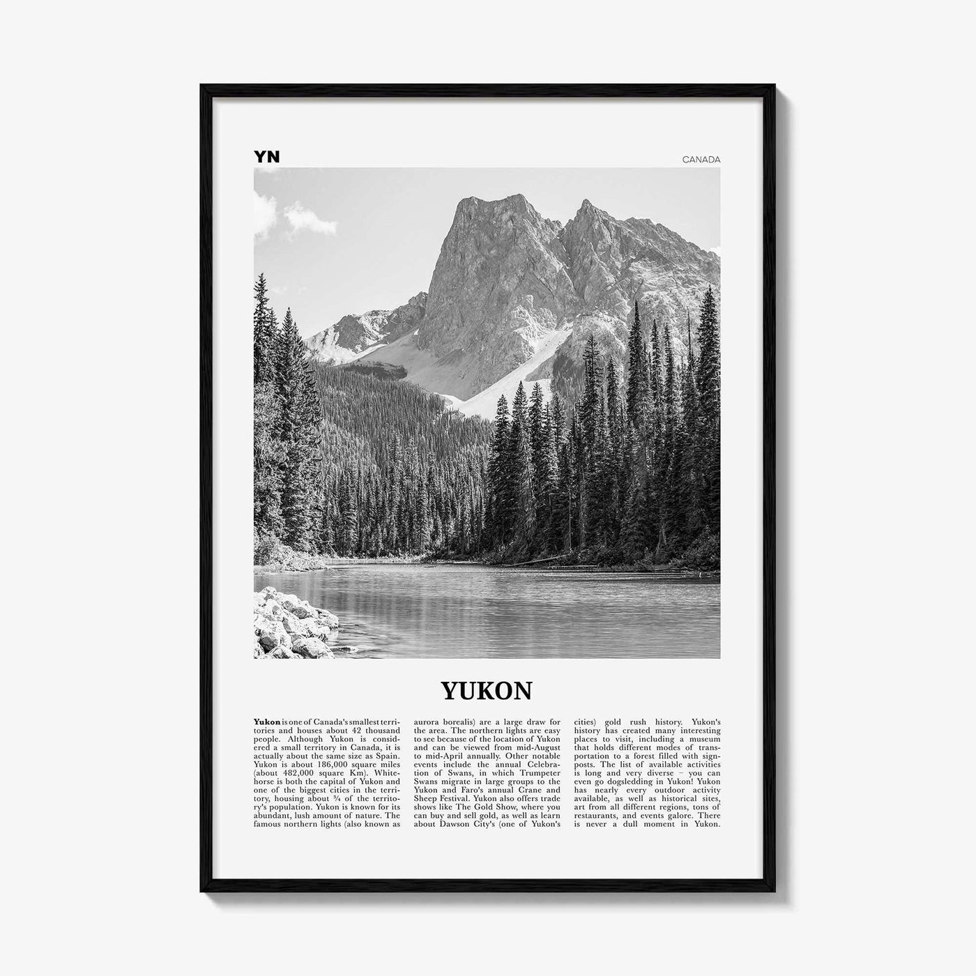 Yukon Print Black and White, Yukon Wall Art, Yukon Poster, Yukon Photo, Yukon Wall Decor, Canada