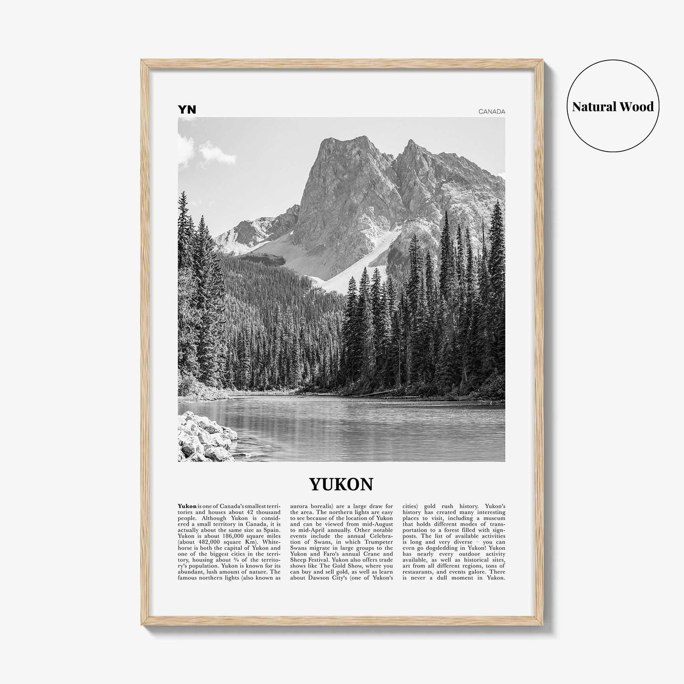Yukon Print Black and White, Yukon Wall Art, Yukon Poster, Yukon Photo, Yukon Wall Decor, Canada