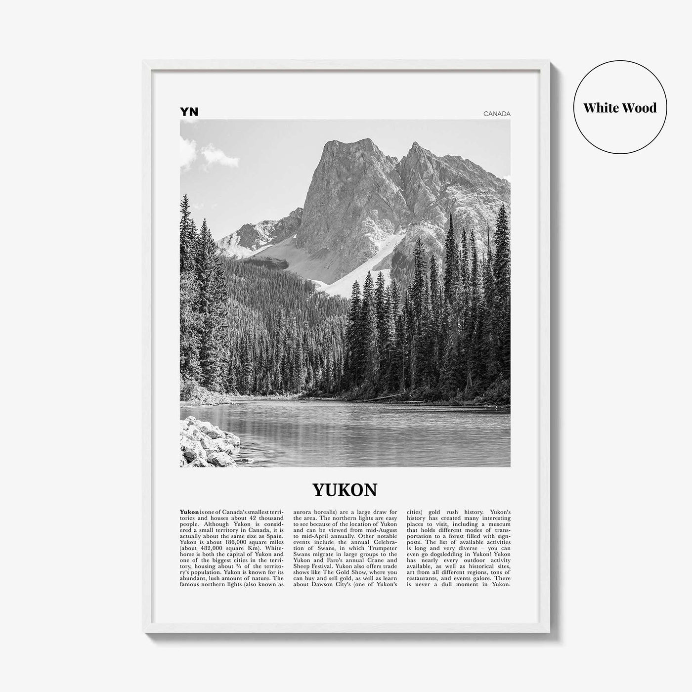 Yukon Print Black and White, Yukon Wall Art, Yukon Poster, Yukon Photo, Yukon Wall Decor, Canada