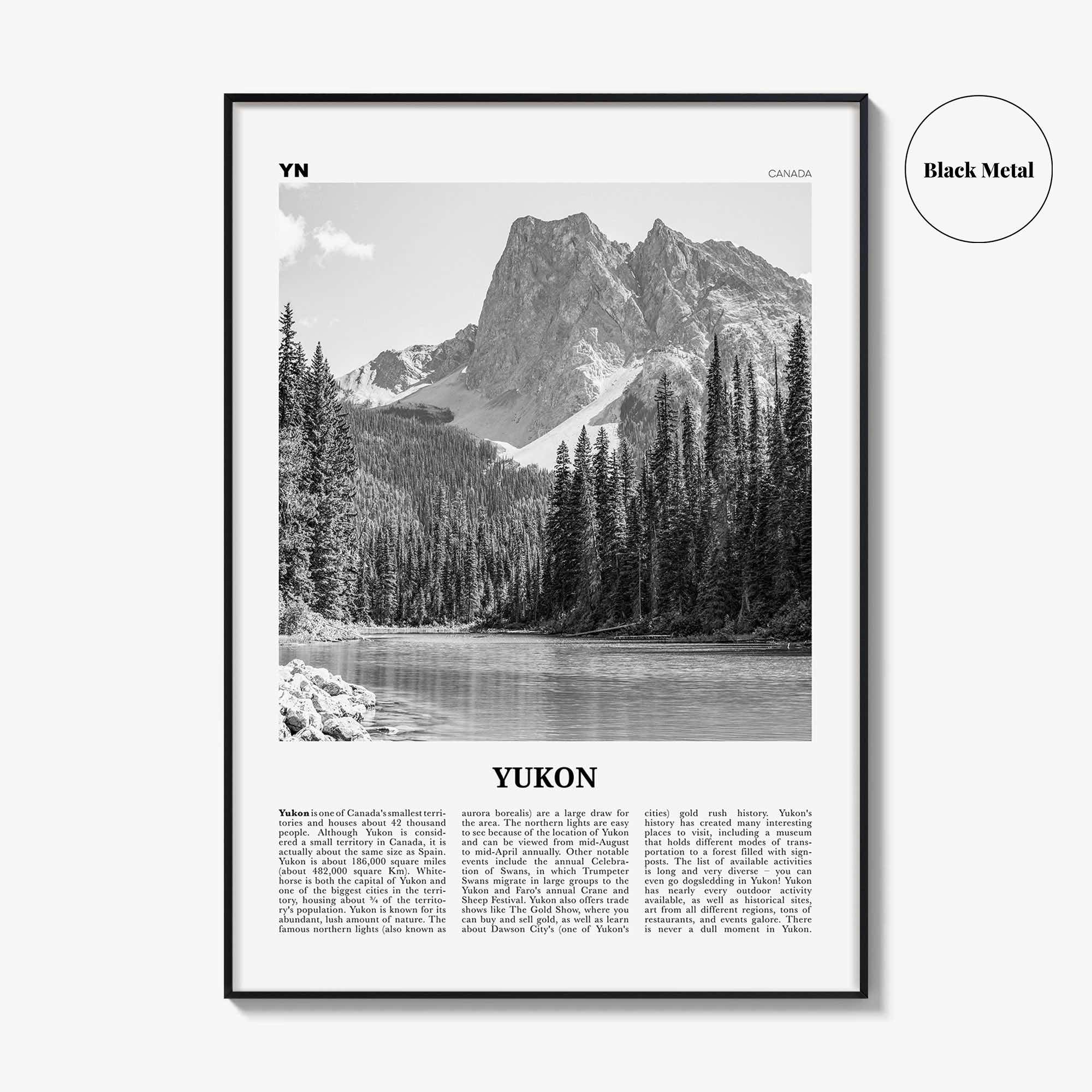 Yukon Print Black and White, Yukon Wall Art, Yukon Poster, Yukon Photo, Yukon Wall Decor, Canada