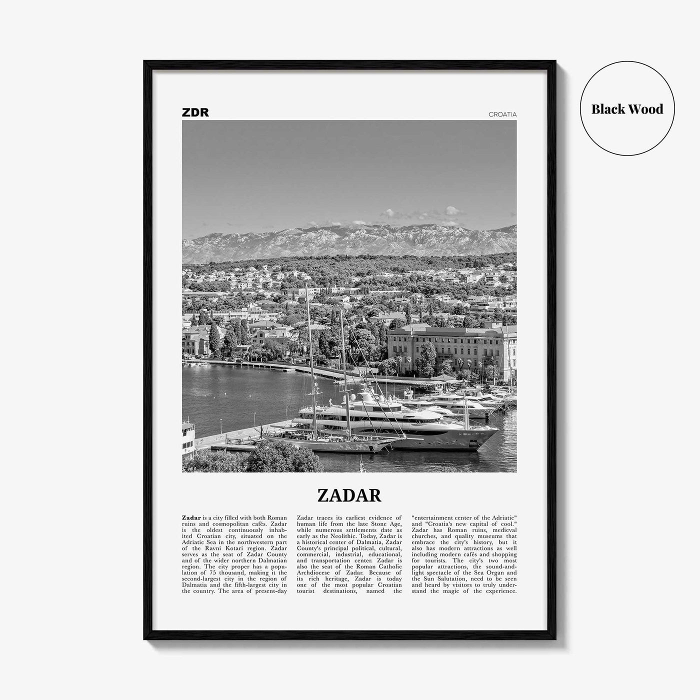 Zadar Print Black and White, Zadar Wall Art, Zadar Poster, Zadar Photo, Zadar Wall Decor, Zára, Croatia, Hrvatska, Europe