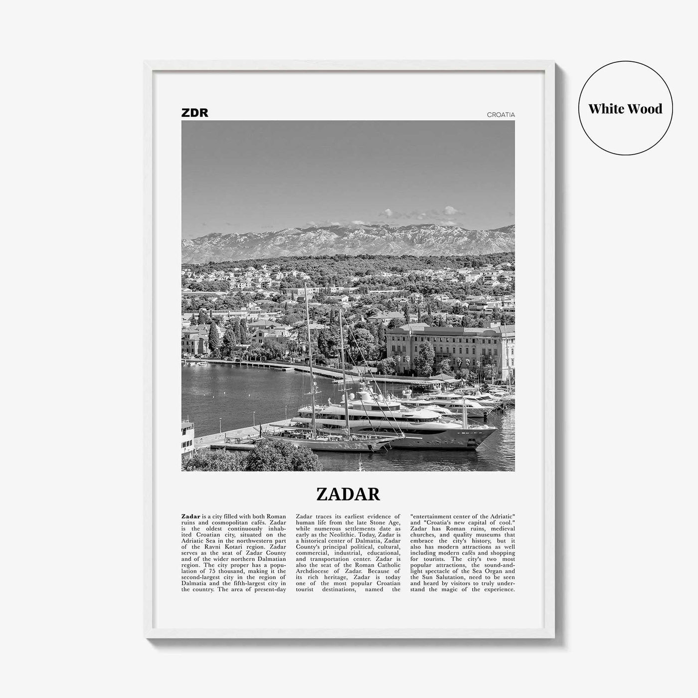 Zadar Print Black and White, Zadar Wall Art, Zadar Poster, Zadar Photo, Zadar Wall Decor, Zára, Croatia, Hrvatska, Europe