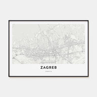 Zagreb Map Landscape Poster