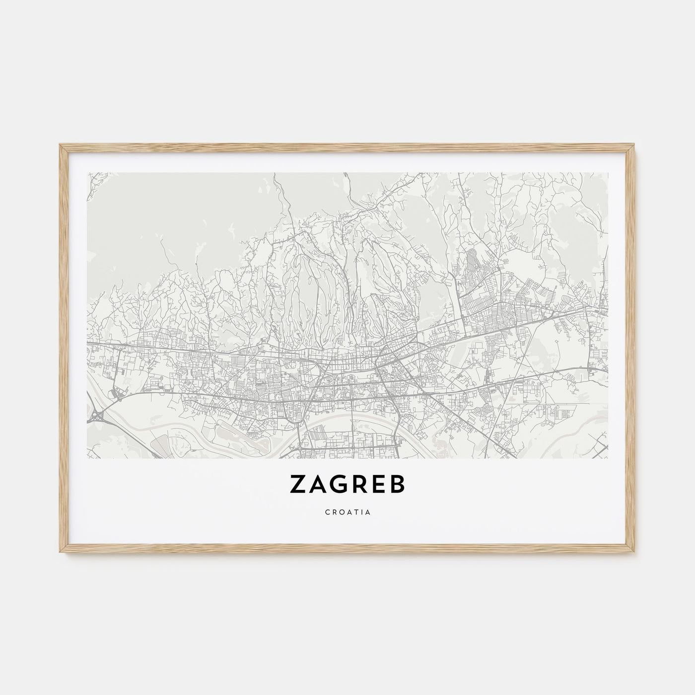 Zagreb Map Landscape Poster