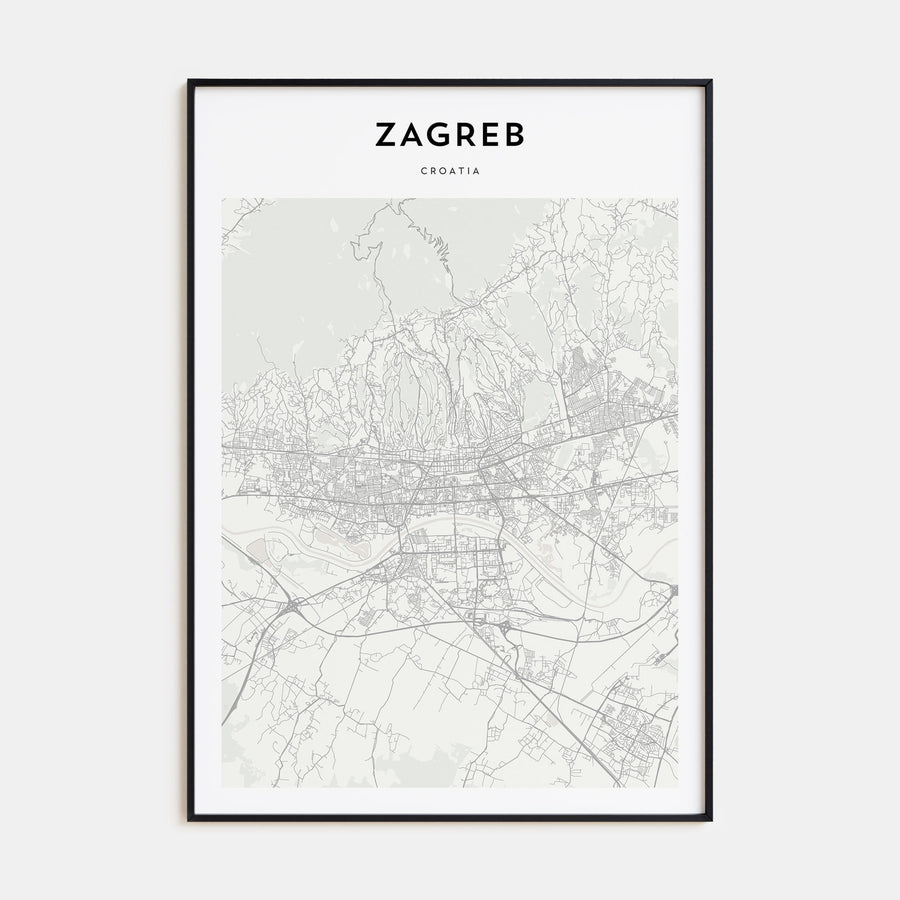 Zagreb Map Portrait Poster