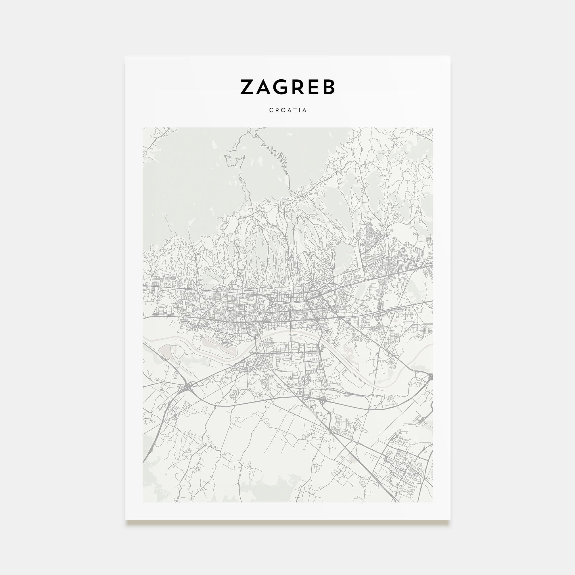 Zagreb Map Portrait Poster