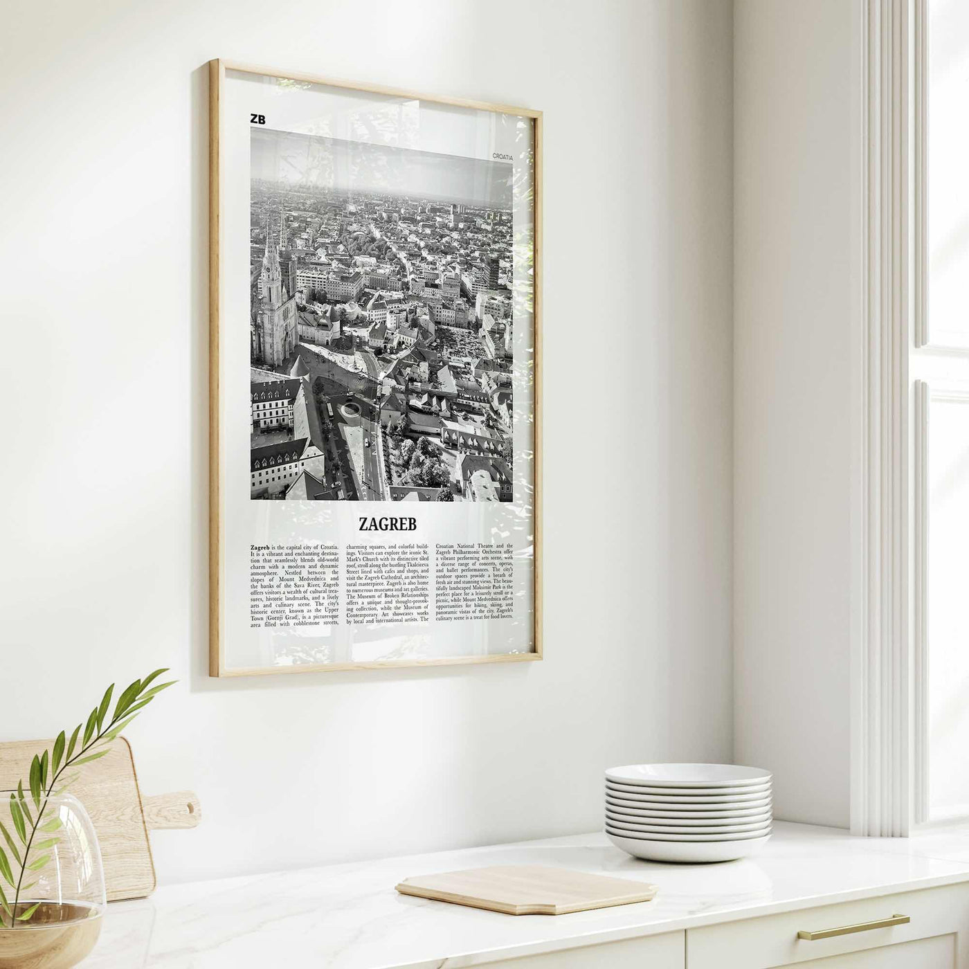 Zagreb Print Black and White, Zagreb Wall Art, Zagreb Poster, Zagreb Photo, Zagreb Wall Decor, Croatia, Medvednica, Hrvatska, Europe