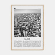 Zagreb Travel B&W Poster