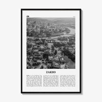 Zakho Print Black and White, Zakho Wall Art, Zakho Poster, Zakho Photo, Zakho Wall Décor, Zakho Map, Iraq