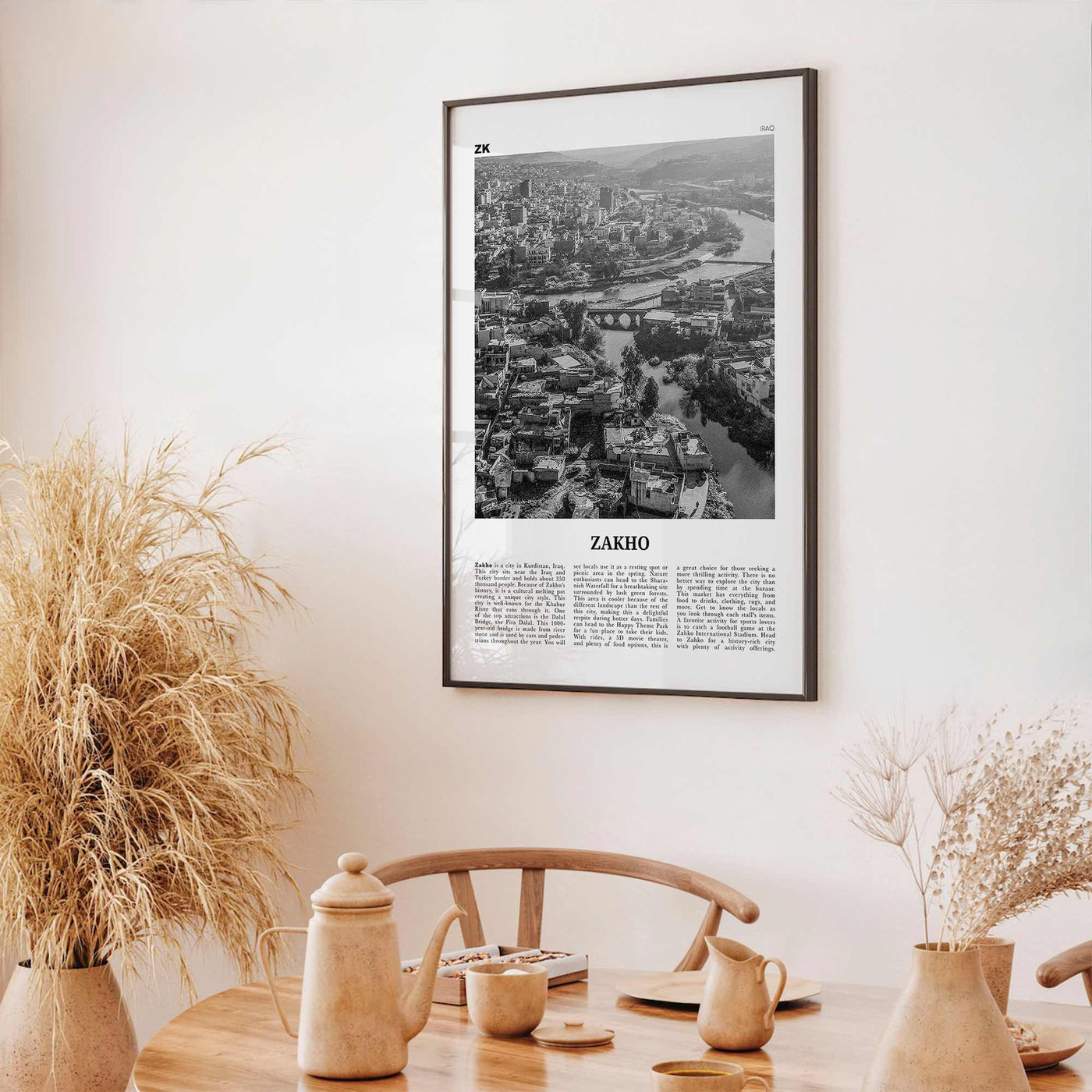 Zakho Print Black and White, Zakho Wall Art, Zakho Poster, Zakho Photo, Zakho Wall Décor, Zakho Map, Iraq