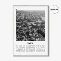 Zakho Print Black and White, Zakho Wall Art, Zakho Poster, Zakho Photo, Zakho Wall Décor, Zakho Map, Iraq