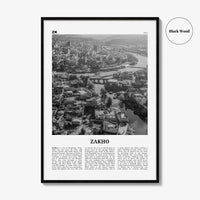 Zakho Print Black and White, Zakho Wall Art, Zakho Poster, Zakho Photo, Zakho Wall Décor, Zakho Map, Iraq