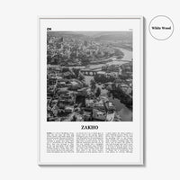 Zakho Print Black and White, Zakho Wall Art, Zakho Poster, Zakho Photo, Zakho Wall Décor, Zakho Map, Iraq