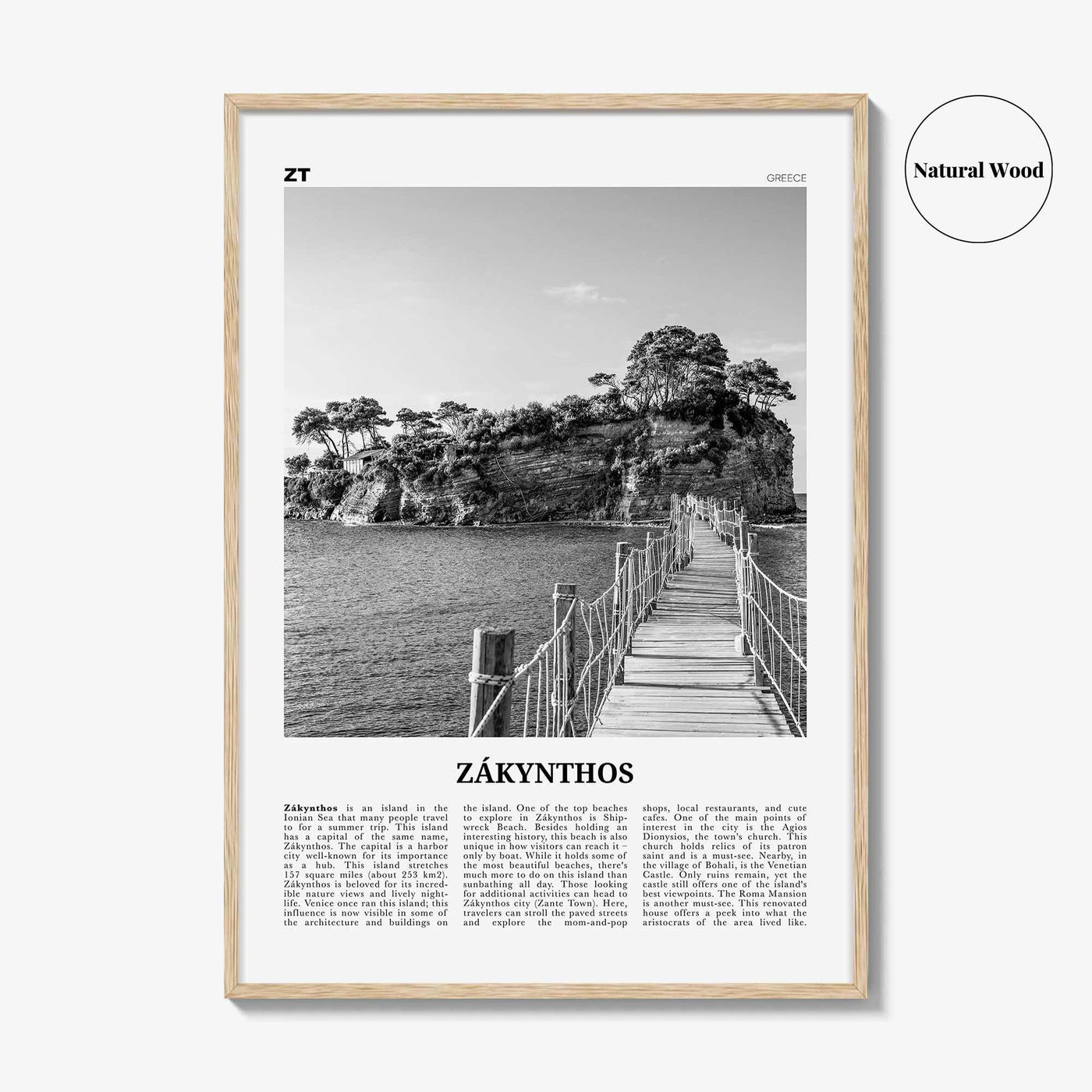 Zakynthos Print Black and White, Zákynthos Wall Art, Zákynthos Poster, Zákynthos Photo, Zákynthos Wall Décor, Zákynthos Map, Greece