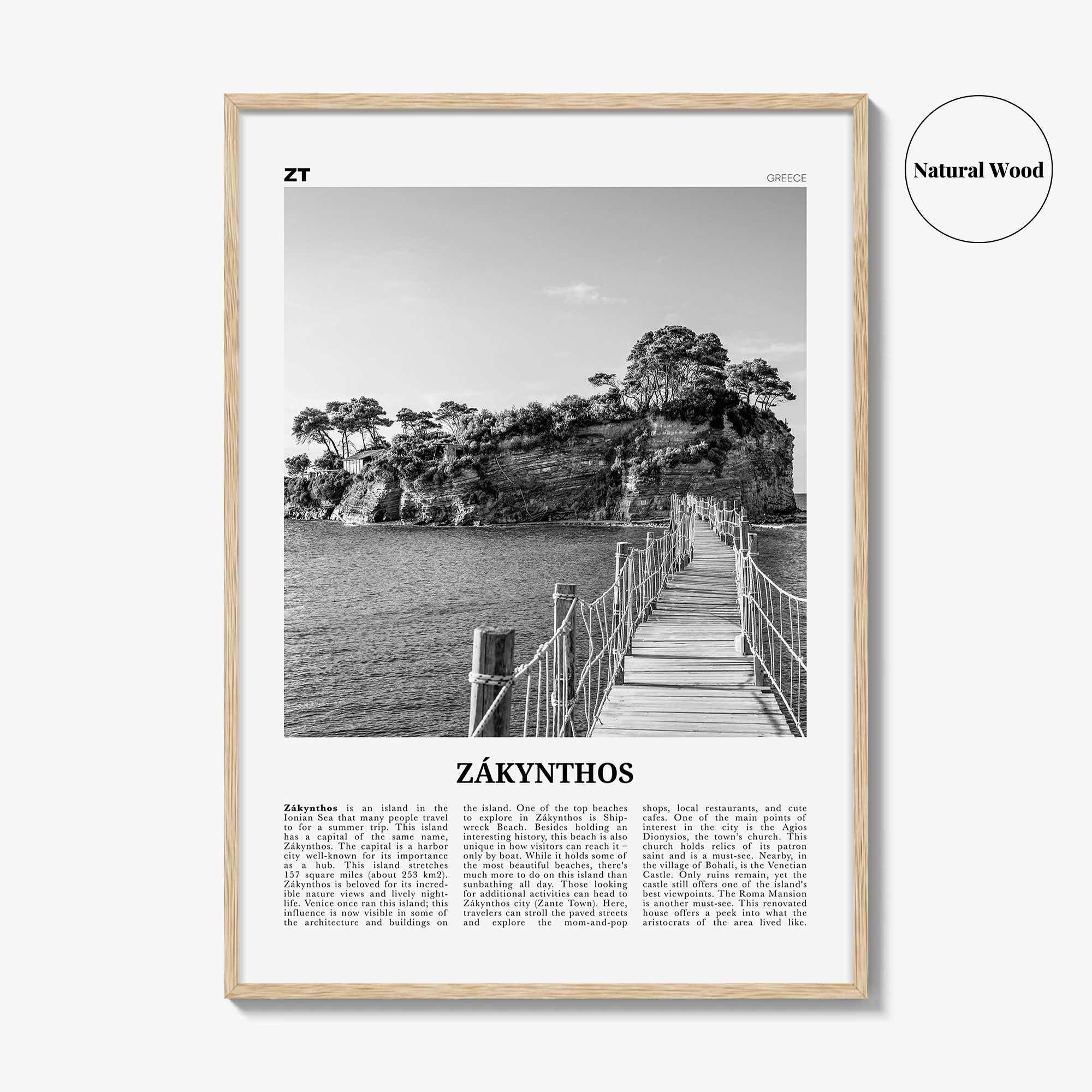Zakynthos Print Black and White, Zákynthos Wall Art, Zákynthos Poster, Zákynthos Photo, Zákynthos Wall Décor, Zákynthos Map, Greece
