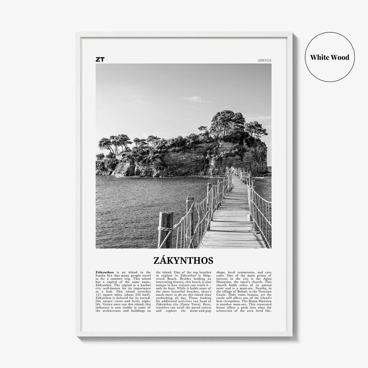 Zakynthos Print Black and White, Zákynthos Wall Art, Zákynthos Poster, Zákynthos Photo, Zákynthos Wall Décor, Zákynthos Map, Greece