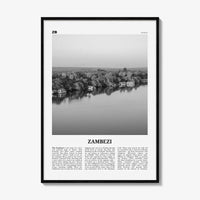 Zambezi Print Black and White, Zambezi Wall Art, Zambezi Poster, Zambezi Photo, Zambezi Wall Décor, Zambezi Map, Africa