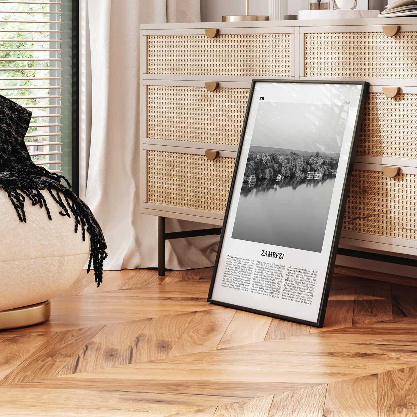 Zambezi Print Black and White, Zambezi Wall Art, Zambezi Poster, Zambezi Photo, Zambezi Wall Décor, Zambezi Map, Africa