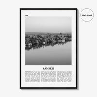 Zambezi Print Black and White, Zambezi Wall Art, Zambezi Poster, Zambezi Photo, Zambezi Wall Décor, Zambezi Map, Africa
