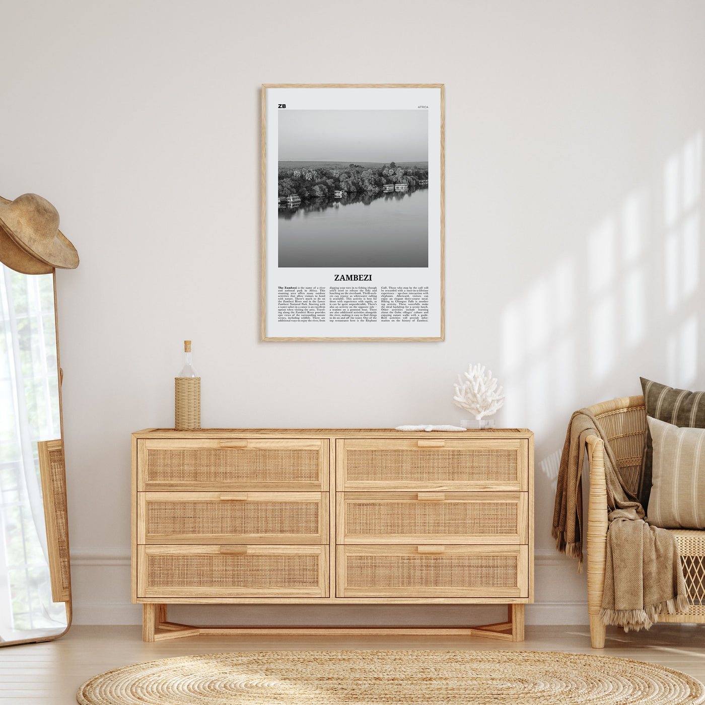 Zambezi Travel B&W Poster