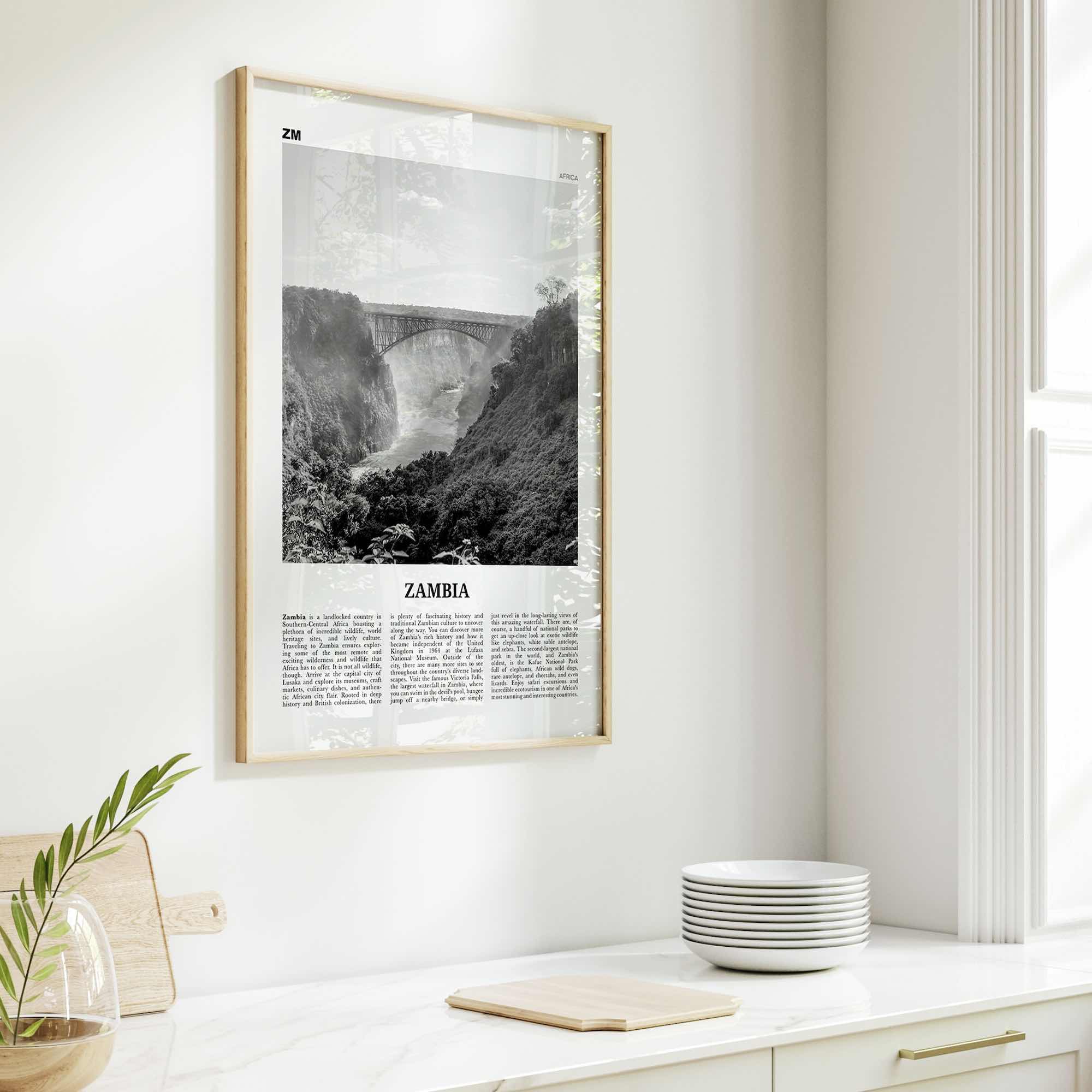 Zambia Print Black and White, Zambia Wall Art, Zambia Poster, Zambia Photo, Zambia Wall Decor, Lusaka, Africa