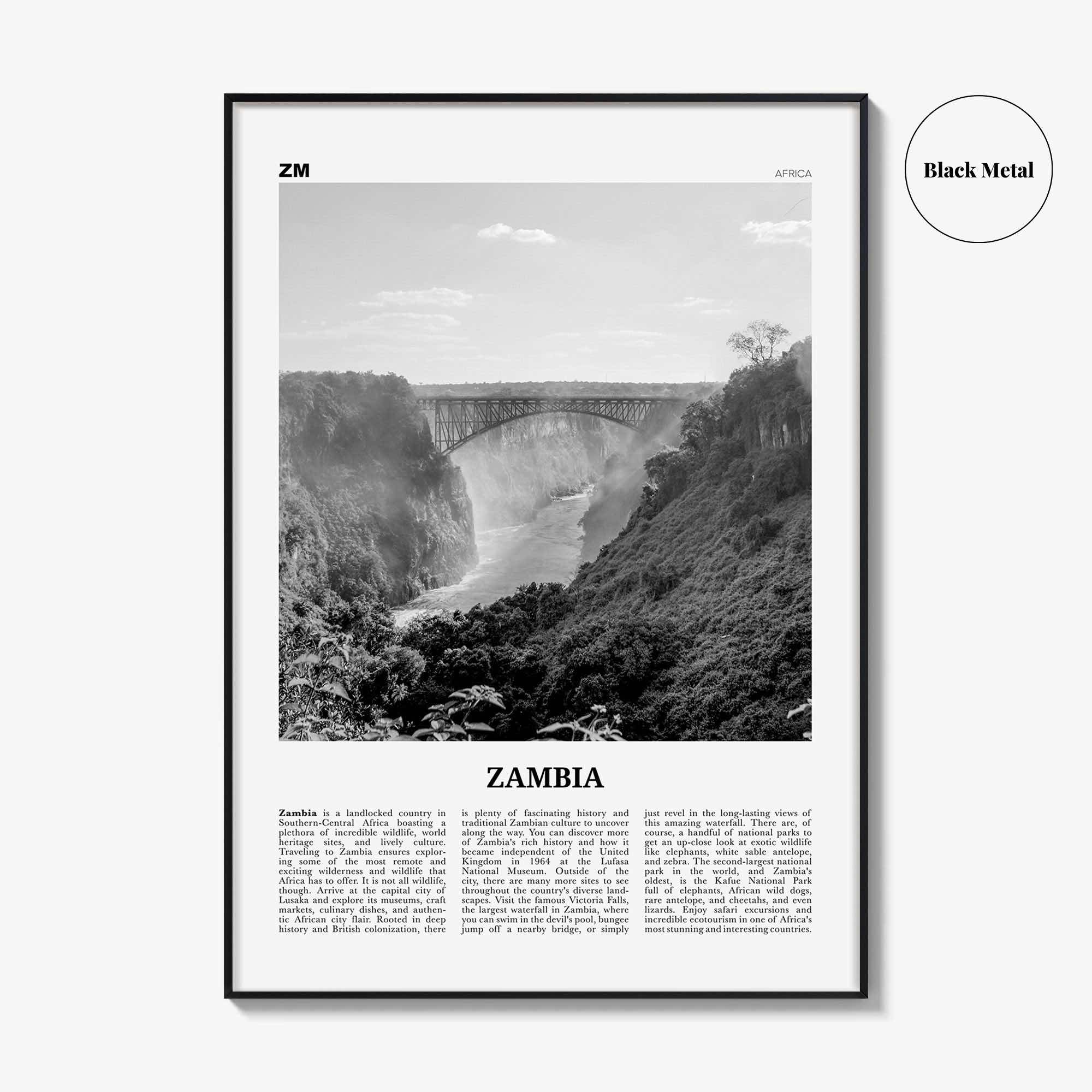Zambia Print Black and White, Zambia Wall Art, Zambia Poster, Zambia Photo, Zambia Wall Decor, Lusaka, Africa