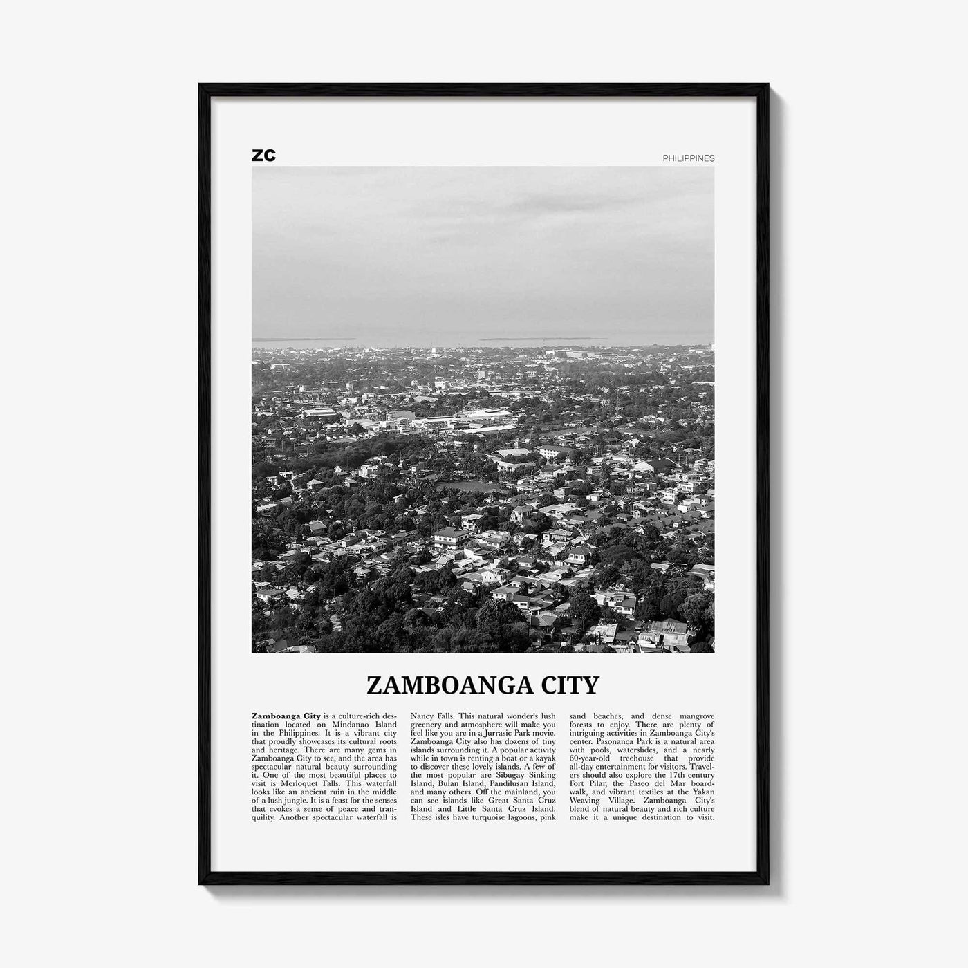 Zamboanga City Print Black and White, Zamboanga City Wall Art, Zamboanga City Poster, Zamboanga City Photo, Zamboanga Décor, Philippines