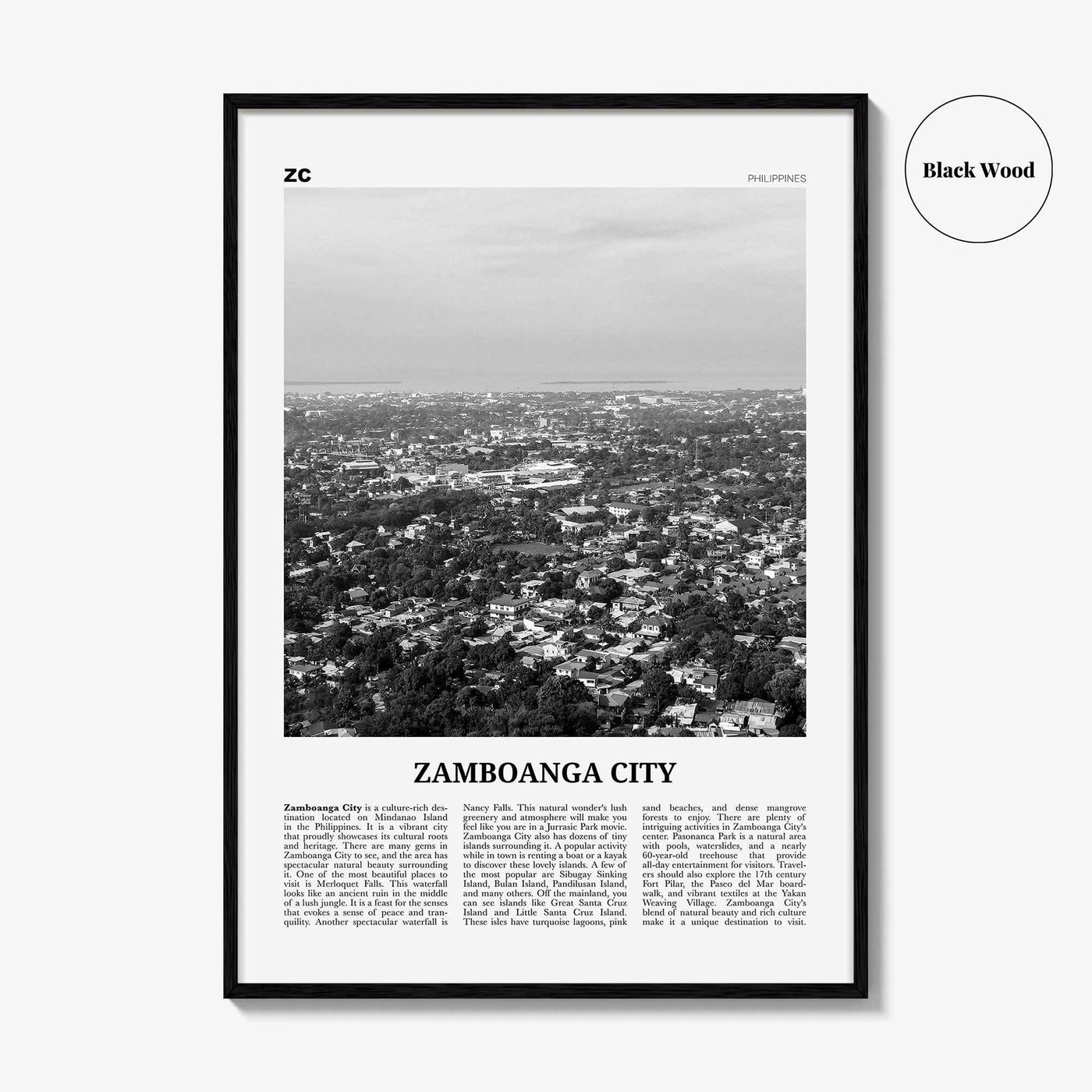 Zamboanga City Print Black and White, Zamboanga City Wall Art, Zamboanga City Poster, Zamboanga City Photo, Zamboanga Décor, Philippines