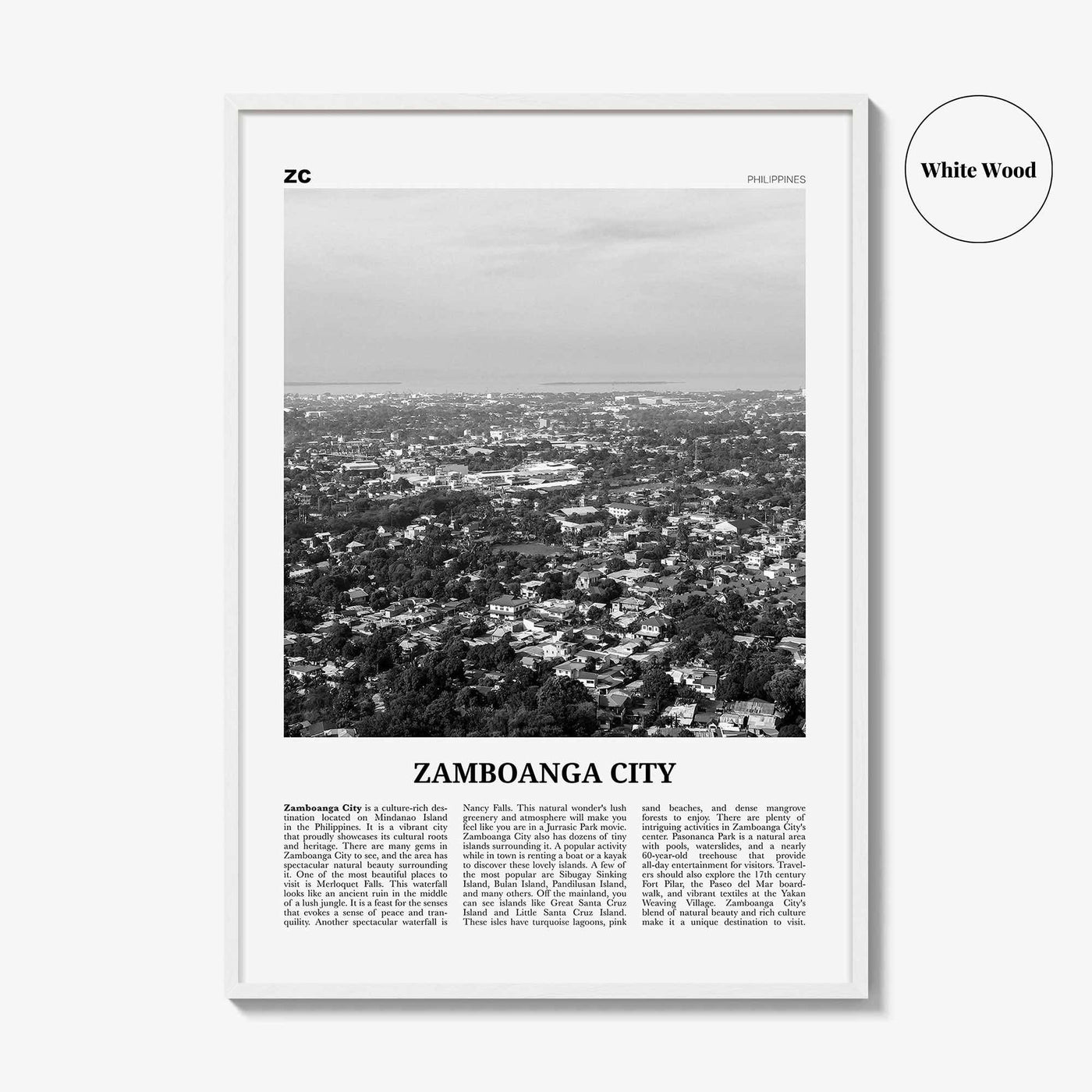 Zamboanga City Print Black and White, Zamboanga City Wall Art, Zamboanga City Poster, Zamboanga City Photo, Zamboanga Décor, Philippines