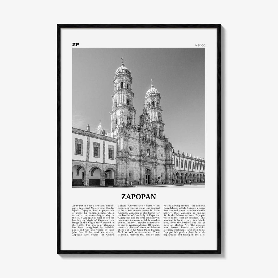 Zapopan Print Black and White, Zapopan Wall Art, Zapopan Poster, Zapopan Photo, Zapopan Wall Décor, Mexico, Jalisco