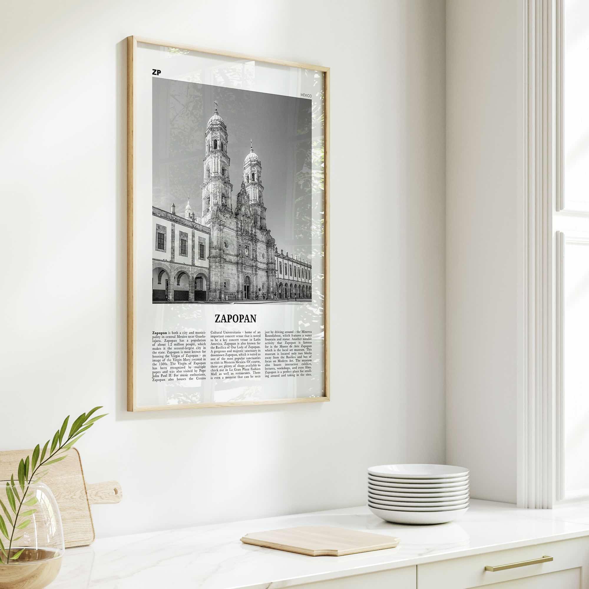 Zapopan Print Black and White, Zapopan Wall Art, Zapopan Poster, Zapopan Photo, Zapopan Wall Décor, Mexico, Jalisco