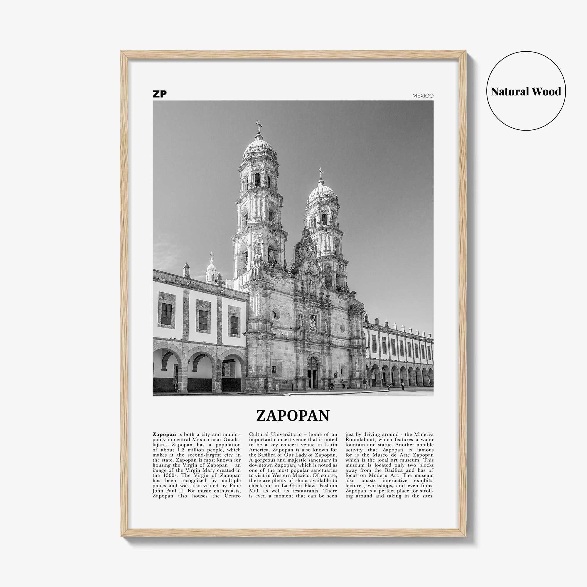 Zapopan Print Black and White, Zapopan Wall Art, Zapopan Poster, Zapopan Photo, Zapopan Wall Décor, Mexico, Jalisco