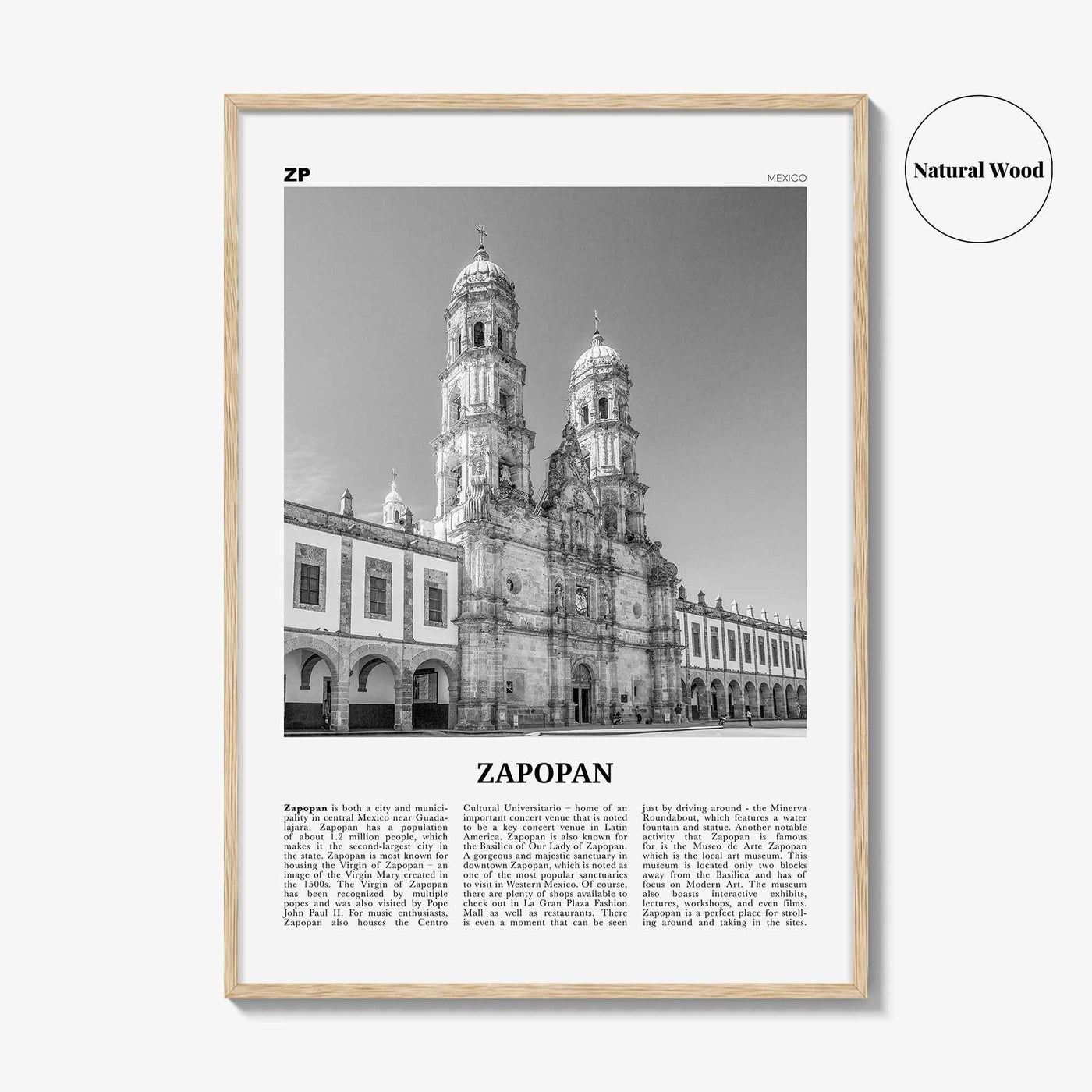 Zapopan Print Black and White, Zapopan Wall Art, Zapopan Poster, Zapopan Photo, Zapopan Wall Décor, Mexico, Jalisco