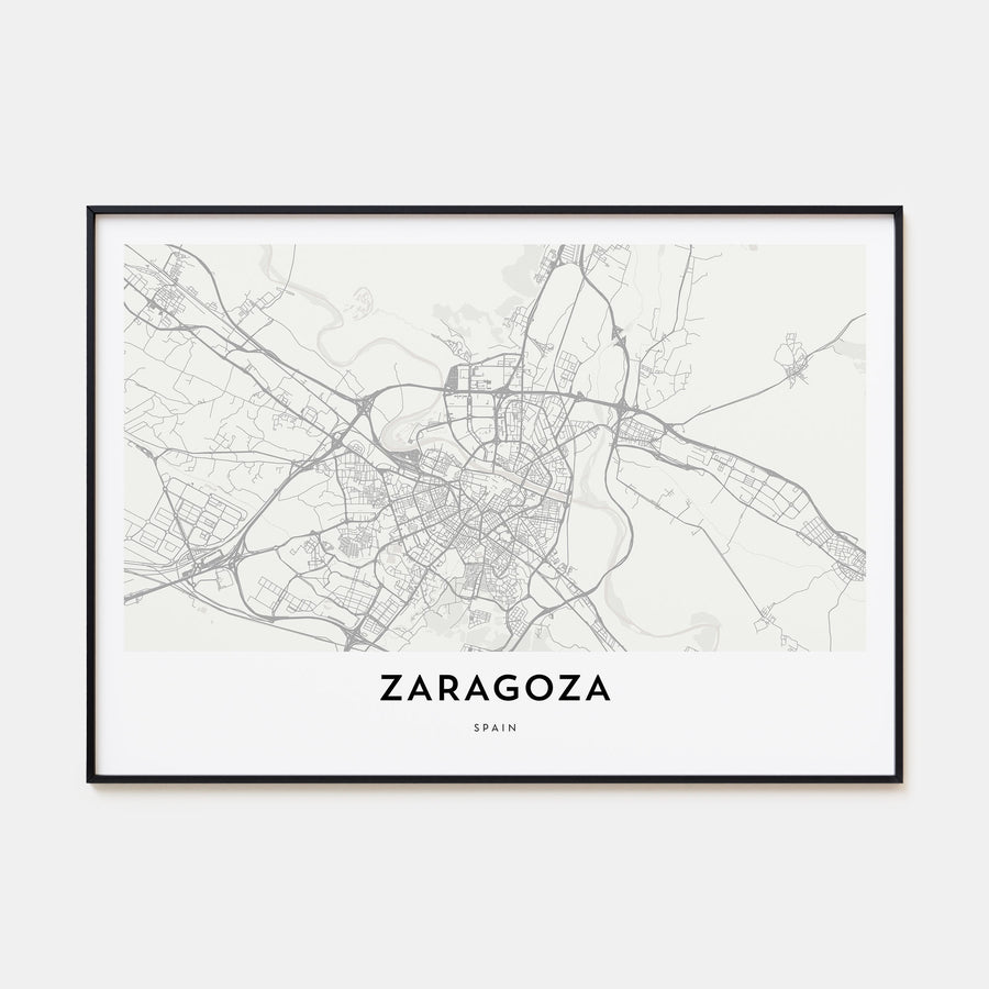Zaragoza Map Landscape Poster