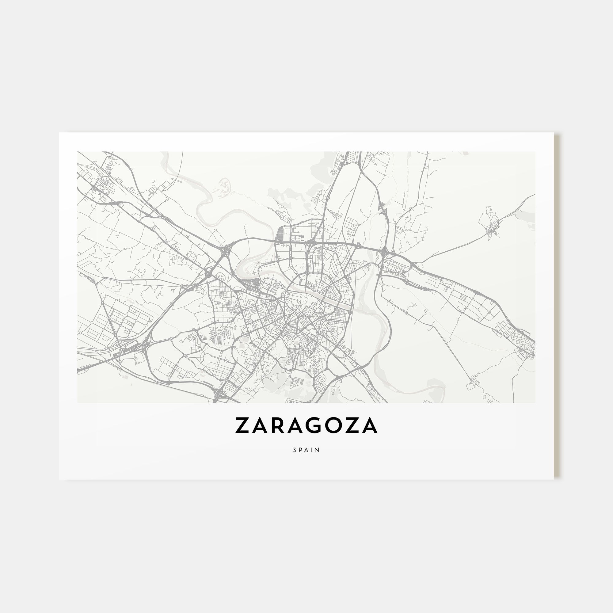 Zaragoza Map Landscape Poster
