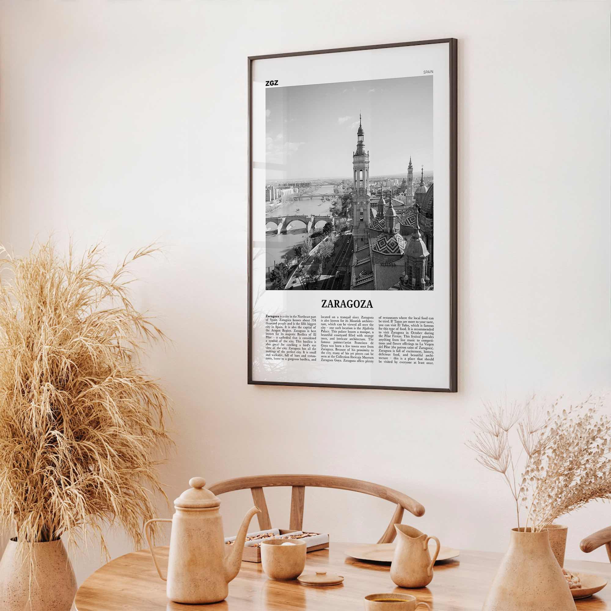 Zaragoza Print Black and White, Zaragoza Wall Art, Zaragoza Poster, Zaragoza Photo, Zaragoza Wall Décor, Aragon, Saragossa, Spain, España