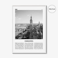 Zaragoza Print Black and White, Zaragoza Wall Art, Zaragoza Poster, Zaragoza Photo, Zaragoza Wall Décor, Aragon, Saragossa, Spain, España