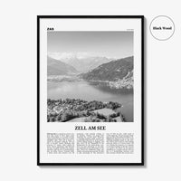 Zell am See Print Black and White, Zell am See Wall Art, Zell am See Poster, Zell am See Photo, Zell am See Décor, Zell am See Map, Austria