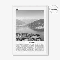 Zell am See Print Black and White, Zell am See Wall Art, Zell am See Poster, Zell am See Photo, Zell am See Décor, Zell am See Map, Austria