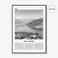 Zell am See Print Black and White, Zell am See Wall Art, Zell am See Poster, Zell am See Photo, Zell am See Décor, Zell am See Map, Austria